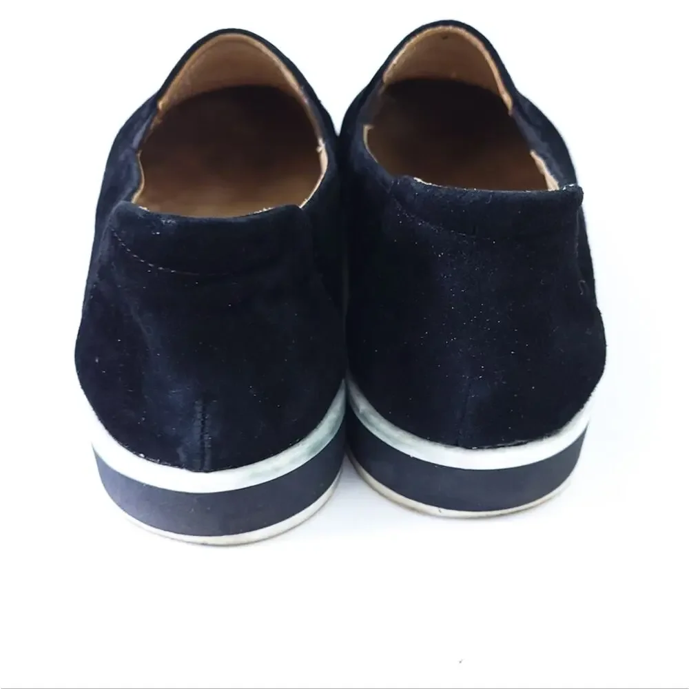 Naturalizer Bonnie Suede Slip On Loafer Perforated Black Size 6.5M Comfort Shoe